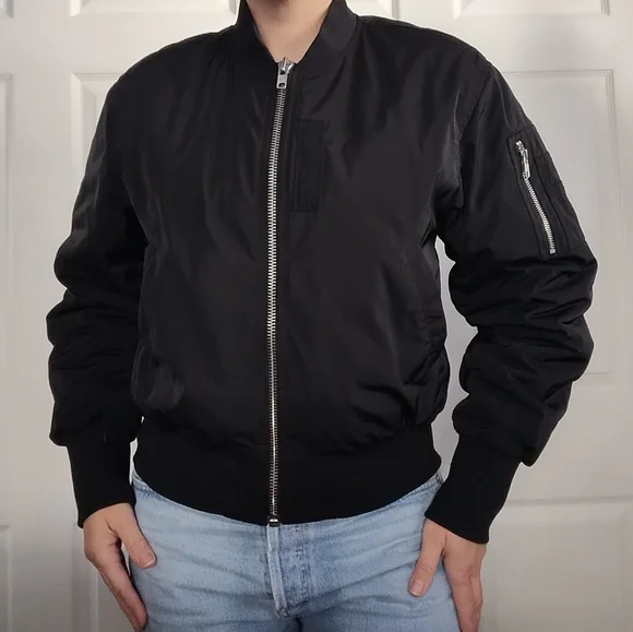 & Other Stories Black Bomber Jacket 8 - Picture 10 of 10